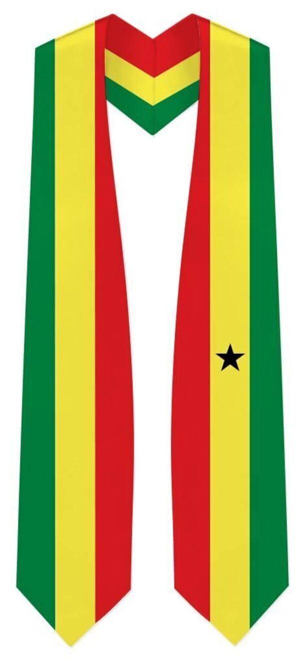 2622 Ghana Flag Graduation Stole - Fits All Body Types - Ghanaian Study